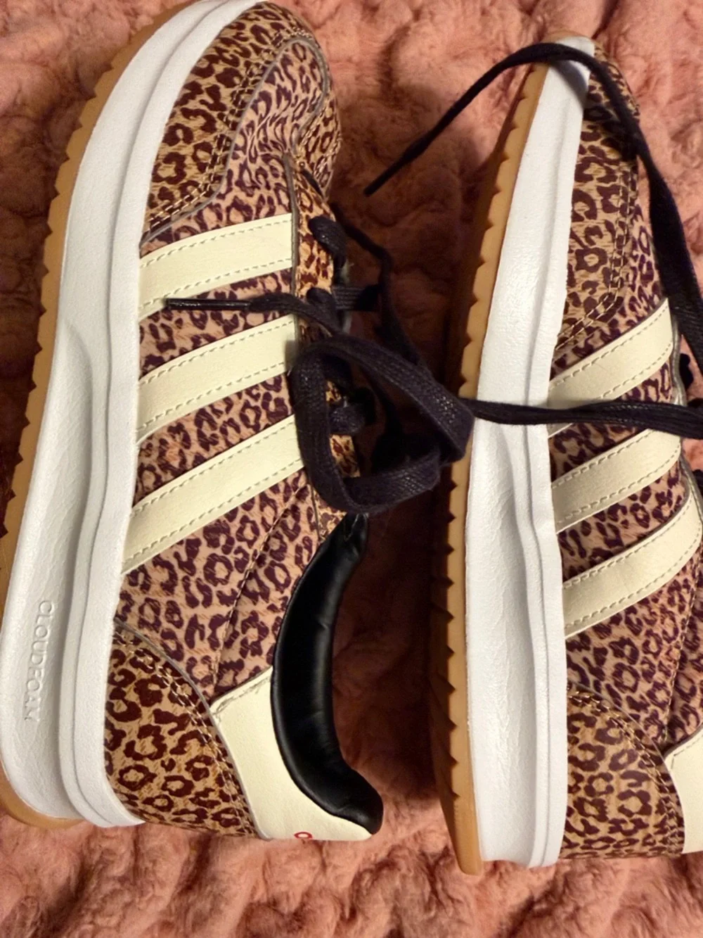 adidas Leopard Print Sneakers with Cream Stripes and Black Laces/New Without tag